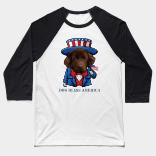 Newfoundland Dog Bless America Baseball T-Shirt